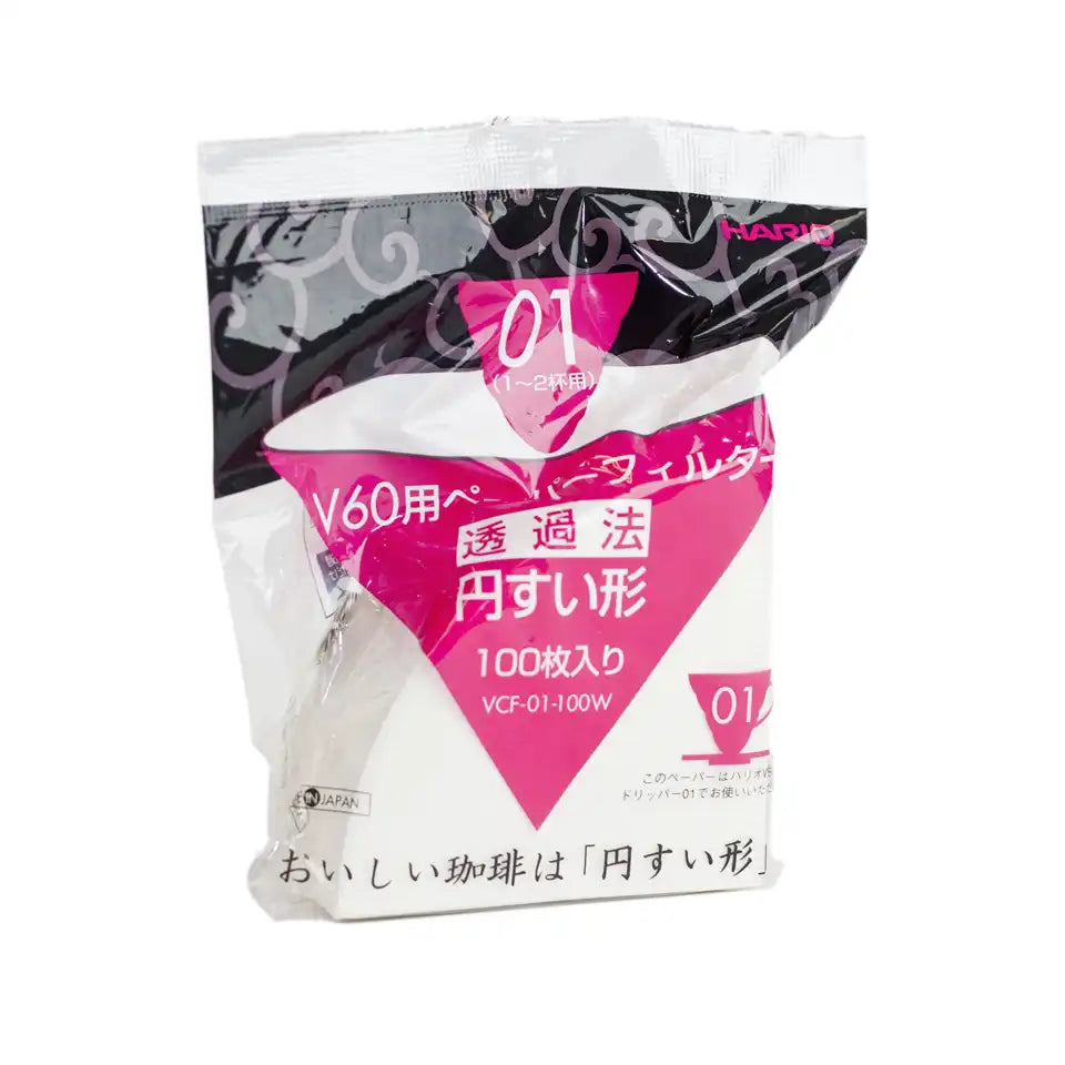 Hario V60 Filters for the 01 Dripper - White Paper - Pack of 100 (Tabbed)