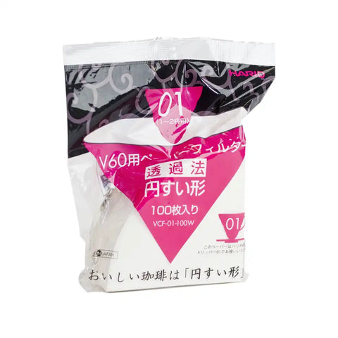 Hario V60 Filters for the 01 Dripper - White Paper - Pack of 100 (Tabbed)